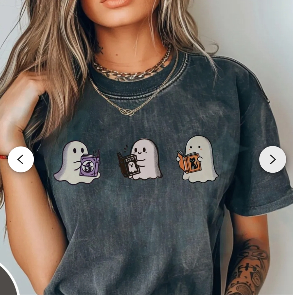 Comfort Colors® Сute Little Ghosts T-shirt Boo Dyed Faded Charcoal Gray Large